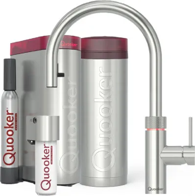 Produktbild von Quooker Flex Set mit PRO3 Reservoir & CUBE Voll-Edelstahl **inkl. CUBE Filter Starter Set** 3XRVSCUBE