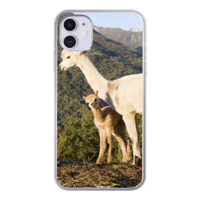 Produktbild von MuchoWow® Handyhülle Schutzhülle Hülle für iPhone 11 Alpakas - Berge - Natur Silikon Softcase Handy Hülle - Handytasche