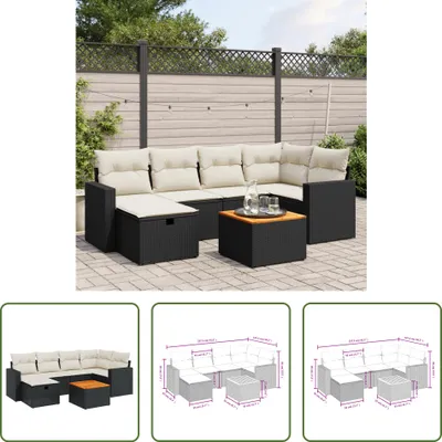Produktbild von The Living Store 7-tlg. Garten-Sofagarnitur mit Kissen Schwarz Poly Rattan