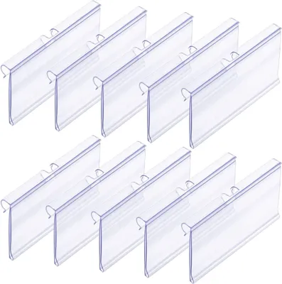 Obrázek produktu pro 50 plastových držáků etiket, 10 cm x 4,2 cm Průhledný držák cenovek Plastový držák etiket na drátěné police pro cenovky na označování výrobků