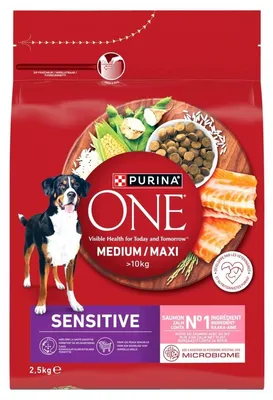 Zdjęcie produktu dla PURINA ONE MEDMAX Adult Sensitive Salmon&Rice łosoś z ryżem 2,5kg
