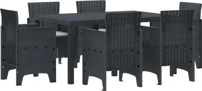 Productafbeelding van Tuin Eetset 7 pcs Antraciet Polt riet