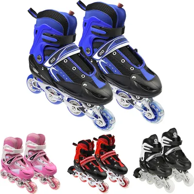 Produktbild von Dazhom® Inlineskates Rollschuhe Schlittschuhe Verstellbar Inline Skates Blau Größe 31-34