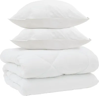 Produktbild von vidaXL Winterbettdecke mit Kissen 3 pcs Weiß Mikrofaser