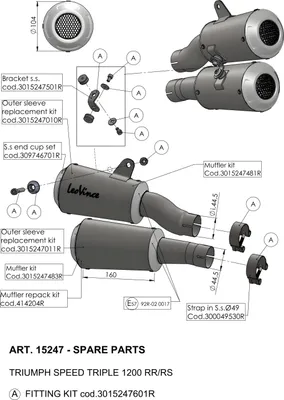 Produktbild von Schalldämpferhülle LeoVince Auspuff-Ersatzteil Hülle Endschalldämpfer, Edelstahl, 160mm, rechts für LV-10