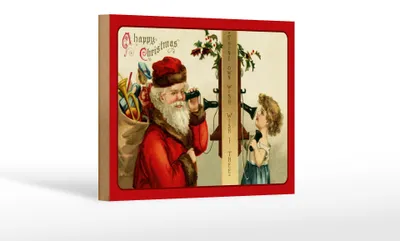 Produktbild von Holzschild Weihnachten Geschenke Santa Claus 18x12 cm Dekoration