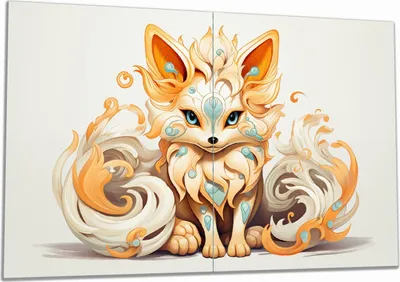 Produktbild von Wallario Herdabdeckplatte aus Glas, Größe 80 x 52 cm 2-teilig, Motiv Geheimnisvoller Fuchs