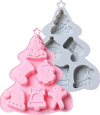 Produktbild von 2 STÜCKE Weihnachtssilikon-Backformen, Antihaft-Schokoladen-Kuchenformen, 3D-Weihnachtsbaum, Weihnachtsmann-Plätzchenformen, DIY-Weihnachtssüßigkeiten-Fondant-Backset Für Küchenbackwerkzeuge