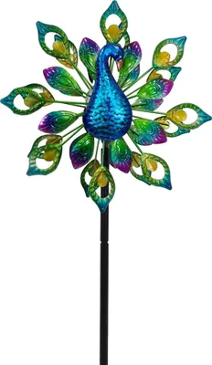 Produktbild von abc HOME | Gartenstecker Pfau | LED | Solarpanel | Lichtsensor | Farbwechsel | 190 cm H