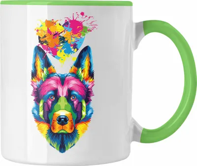 Produktbild von Trendation - Schäferhund Herz Farbe Besitzer Tasse Geschenk Lustiger Spruch Geschenkidee Schäferhund Liebhaber (Grün)