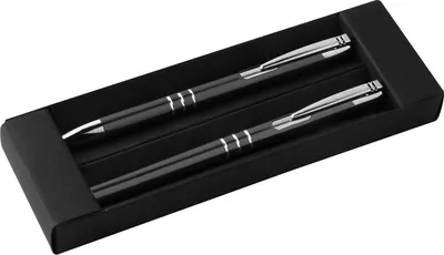Produktbild von Metall Schreibset / Kugelschreiber + Rollerball / Farbe: schwarz