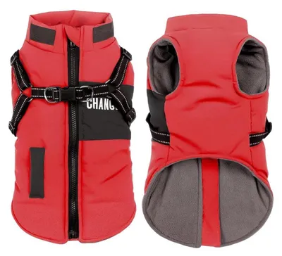 Produktbild von Hundejacke Winter warm winddicht mit Geschirr Rot M