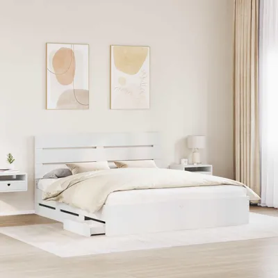 Produktbild von Langlebige Bettrahmen mit Schubladen Weiß 200 x 200cm Ingenieurs Holz - Möbel910653 - Klassische BettenJugendbett Tagesbett