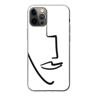 Produktbild von MuchoWow® Handyhülle Schutzhülle Hülle für iPhone 12 Pro Gesicht - Frau - Minimalismus Silikon Softcase Handy Hülle - Abdeckung