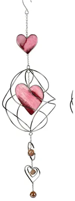 Produktbild von Dekohänger HEARTS SPIRALE mit Herzen Tiffany Optik L. 58cm rot silber Formano WA