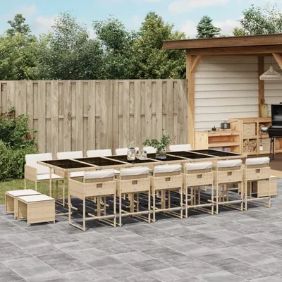 Zdjęcie produktu dla Maison Exclusive - 17-cz. zestaw mebli ogrodowych z poduszkami, beż, polirattan