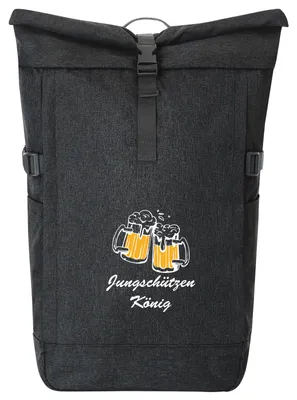 Produktbild von Huuraa Kurierrucksack Jungschützenkönig Schützenfest 30-44 Liter Black Melange Fairtrade Rolltop Rucksack Geschenkidee