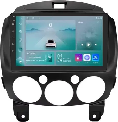 Immagine prodotto di Autoradio con Bluetooth e CarPlay per Mazda 2 (2007-2014), compatibile con Apple e Android, impianto stereo, sistema di navigazione, 1 GB di RAM, 32 GB di memoria interna