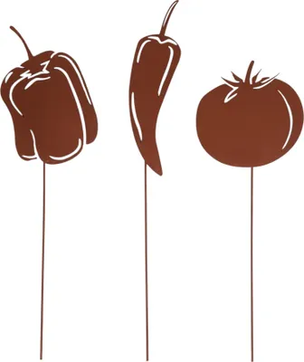 Produktbild von UNUS Gartendeko Gartenstecker in Rost Gemüse Mediterran 3er Set