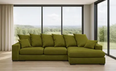 Produktbild von Kaiser Möbel  Ecksofa mit schlaffunktion und bettkasten, Sofa L-form, Couch L-form Gabon HellGrün Ottomane Rechts