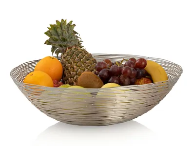 Produktbild von Obstschale Drahtstruktur Brotkorb Obstkorb Metall rund silber Ø 40 cm