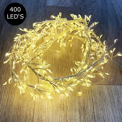 400er LED - Tropfen-Lichterkette warmweiß mit 8 Funktionen für Innen