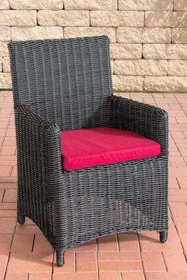 Produktbild von CLP Polyrattan Gartenstuhl Fontana 5mm schwarz Polsterfarbe Rubinrot