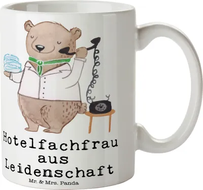 Produktbild von Mr. & Mrs. Panda Kaffeetasse Hotelfachfrau Leidenschaft - Weiß - Geschenk, Hotelier, Lustig, Teetasse, bedruckt, Witzig, Tasse mit Spruch, Ausbildung, Pott