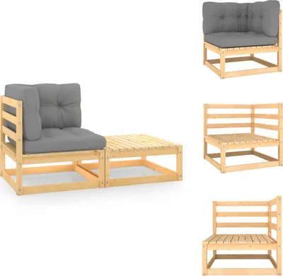 Produktbild von vidaXL 2-tlg. Garten-Lounge-Set mit Kissen Kiefer Massivholz -  Gartensofaelemente