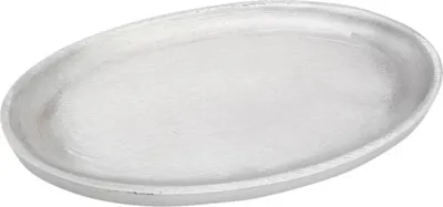 Produktbild von Kerzenteller Oval 17x10cm Aluminium Silber Teller Matt Untertasse Tischdekoration