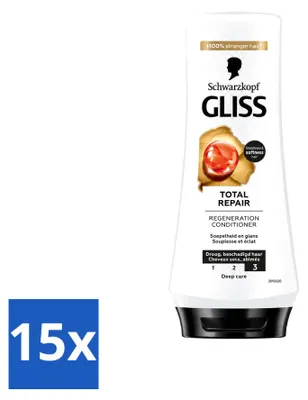 Productafbeelding van 15 x Schwarzkopf Gliss Hair Repair Total Repair Conditioner - 200 ml - Voordeelverpakking - 15 stuks