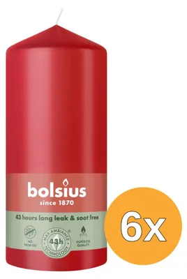 Productafbeelding van 6x Bolsius Stompkaars 130/68 Delicate Red (1 stuk)