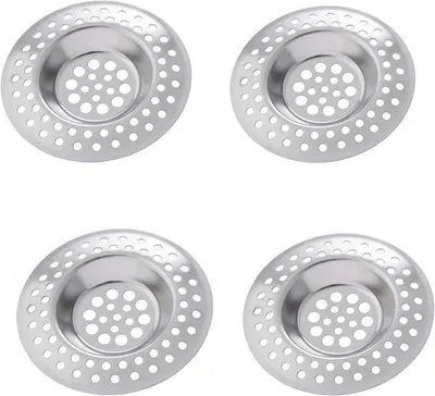 Productafbeelding van Roestvrijstalen Afvoerzeef Set van 4 - Gootsteenfilter en Haarzeef voor Douche en Keuken 7 cm
