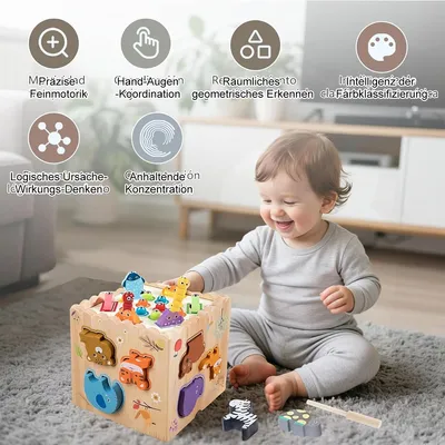 Produktbild von Sensorisches Spielzeug, Lernspielzeug, Frühförderung, 8-in-1 Montessori-Spielzeug, Formensteckspiel für Kinder