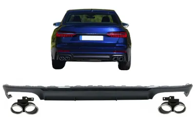 Produktbild von Diffusor & Auspuff Tipps für Audi A6 C8 4K Avantlimousine 2018+ S6 Look Matt-schwarz