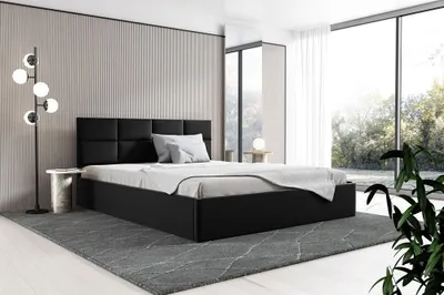 Produktbild von BETTSO Doppelbett Polsterbett Bett mit Kopfstütze und Bettkasten GOBI 160 x 200 cm Schwarz