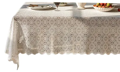 Produktbild von Spitzentischläufer, rechteckige Tischdecke mit Lochmuster, dekorative Tischdecke für Hochzeiten, Weihnachten, Halloween, Thanksgiving und Partys.