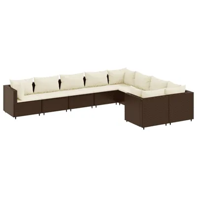 Produktbild von vidaXL 9-tlg. Garten-Sofagarnitur mit Kissen Braun Poly Rattan