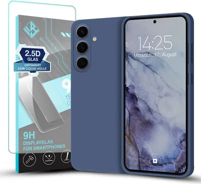 Produktbild von Hülle für Samsung Galaxy S24 FE mit 9H Displayglas Displayschutz Plus Case Cover Bumper Silikon Softgrip Schutzhülle Farbe: Lavendelblau
