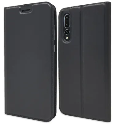 Produktbild von NALIA Hülle für Huawei P20 Pro, Slim Kickstand Handyhülle Flip Case Kunstleder Schwarz Grau