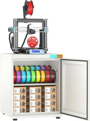 Obrázek produktu pro 180litrová skříň na skladování filamentů pro 3D tisk s odvlhčovačem, stojan pro 3D tiskárnu s úložným prostorem pro filamenty, průmyslově uzavřený stůl pro 3D tiskárnu, který pojme 40 rolek – kompatibilní s materiály PLA / ABS / TPU (bílá barva)