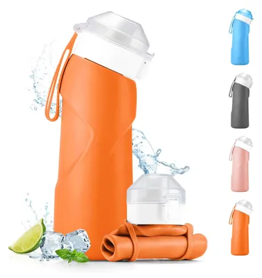 Image de Solidchoice - Bouteille d'eau pliable en silicone de 700 ml, idéale pour les activités de plein air