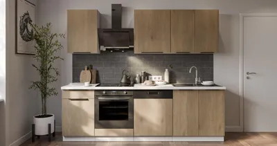 Produktbild von Küche CREMONA Basic 250 cm Eiche hell Küchenzeile Küchenblock Singleküche Einbauküche