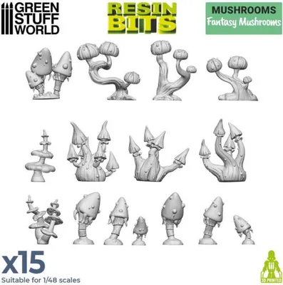 Produktbild von Green Stuff World - Fantasy Mushrooms 3D-Druckset aus Resin, 1/48