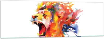 Produktbild von Bilder auf glas - Löwe modern Malerei Tier - 160x50cm - Glasbilder - Wandbilder - Kunstdruck - zum Aufhängen bereit - Wanddekoration aus Glas - Glas Bilder - Wandbild auf Glas - GAB160x50-2885