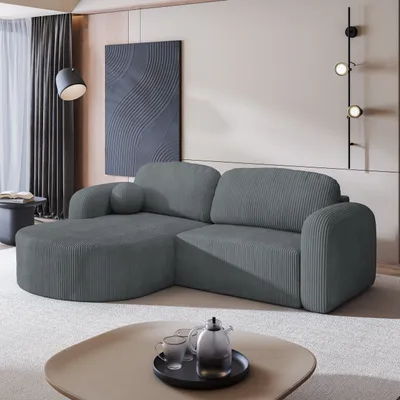 Produktbild von Masseno Ecksofa AMILIA P mit Schlaffunktion L-Form, Sofa mit Bettkasten, Wohnzimmersofa, Couch, Soffa, Bettsofa, Couchgarnitur- Grau, POSO 60
