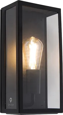 Zdjęcie produktu dla Industrialna lampa ścienna zewnętrzna czarna IP44 ze szkłem - Rotterdam