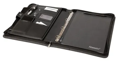 Image de Porte-documents Alassio® 46224 - A4, mécanisme à anneaux, anthracite, fermeture éclair