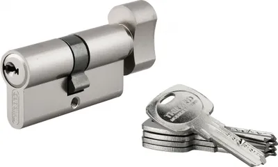 Image de Cylindre de serrure à bouton Trafic 6, 30Bx30mm, nickel, anti-arrachement, anti-perçage, 5 clés - THIRARD