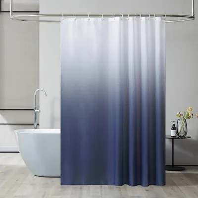 Obrázok produktu pre Sprchová záclona 180x200 cm, proti plesniam, vodotesná, umývateľná, polyester, tmavomodrá, s 12 krúžkami
